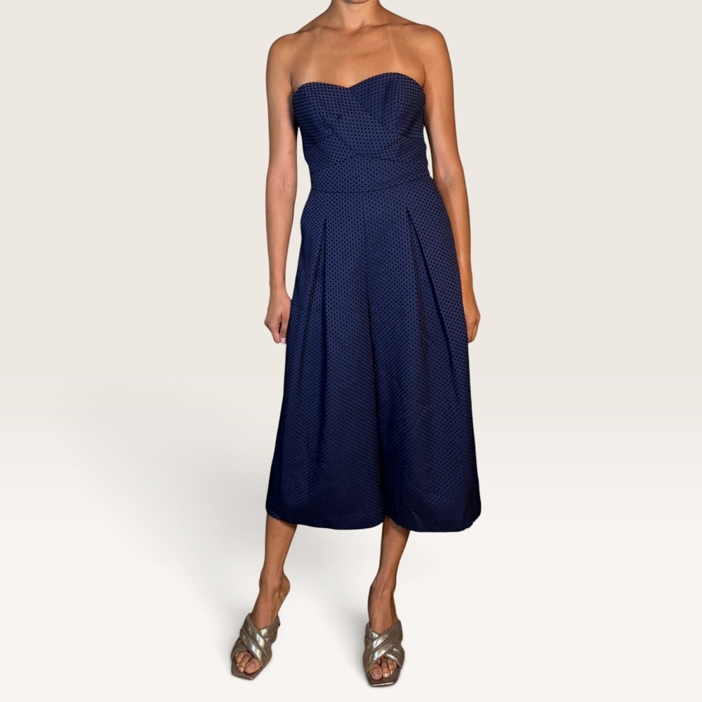 Anthropologie Greylin Madeline Navy Blue Strapless Jumpsuit Medium Wedding Guest